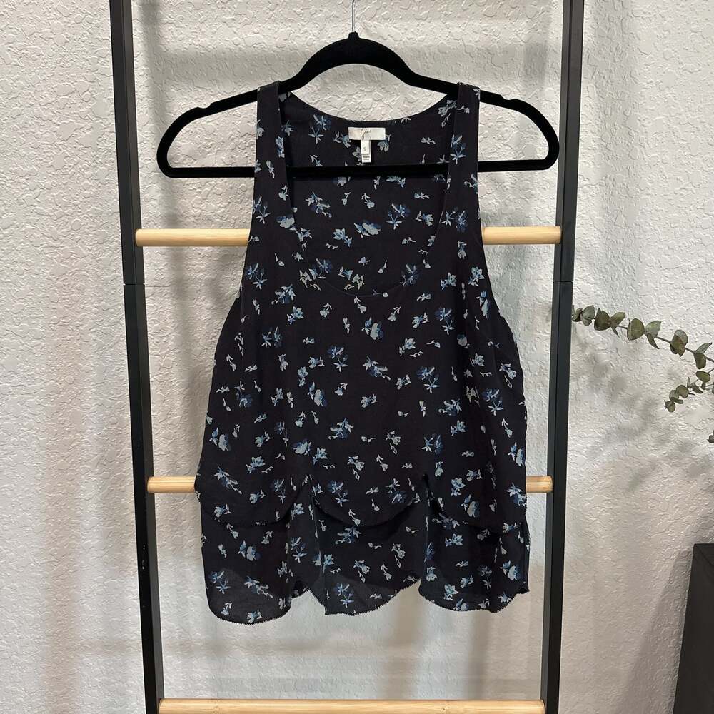 Joie floral 100% silk top with scalloped hem
